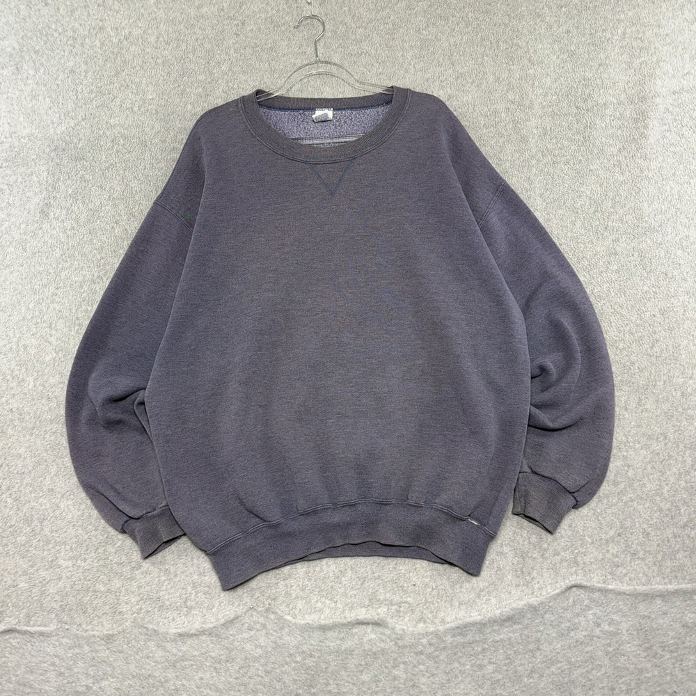 Vtg Russell Athletic Sweatshirt Mens 2XL Navy Blank Crewneck Made USA 90s Boxy